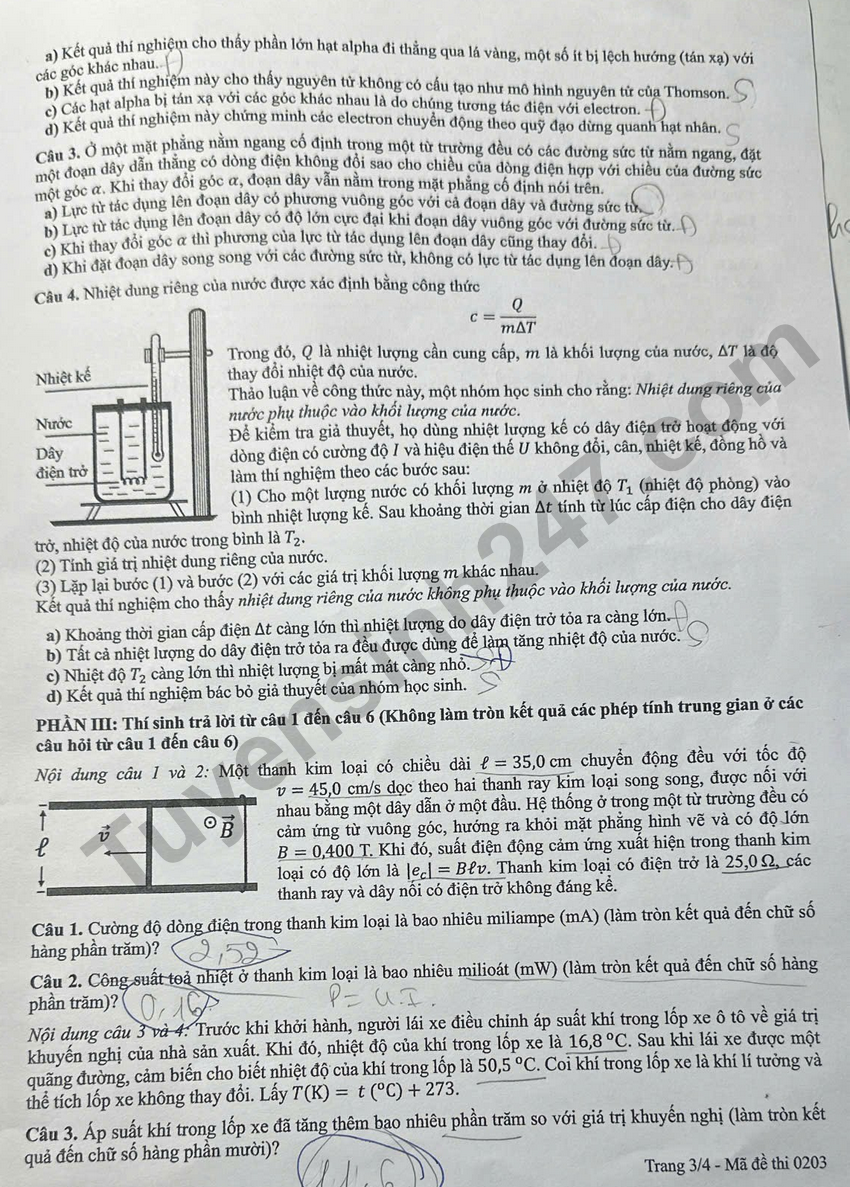 Cap nhat dap an de thi tot nghiep THPT 2026 mon Ly - Ma de 0203