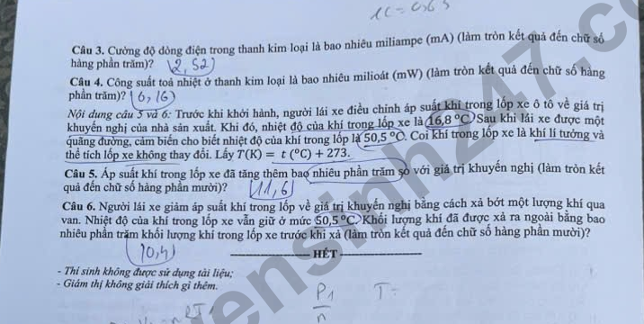 Dap an de thi tot nghiep THPT 2026 mon Ly - Ma de 0215 chi tiet