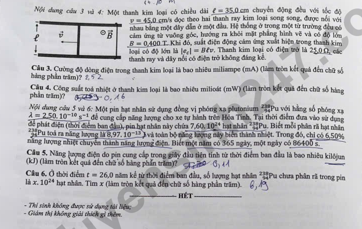 Xem dap an de thi tot nghiep THPT 2026 mon Ly - Ma de 0219