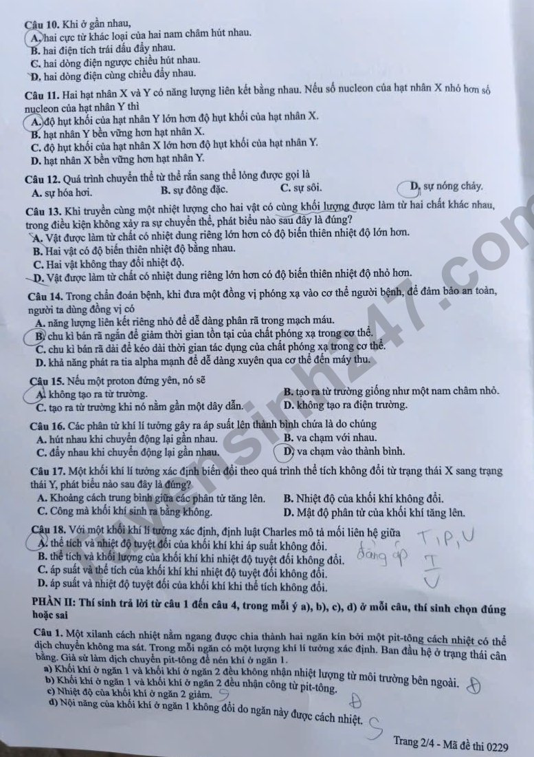 De thi va dap an mon Ly tot nghiep THPT 2026 - Ma de 0229