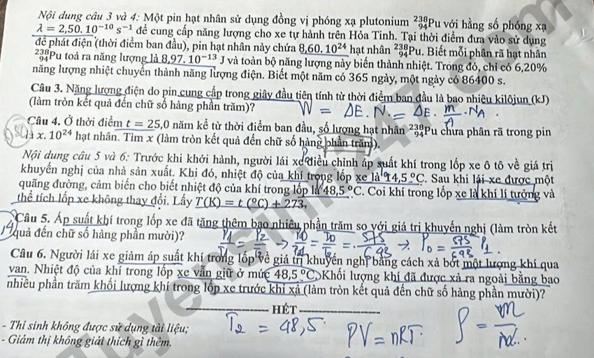 Dap an chi tiet de thi tot nghiep THPT 2026 mon Ly - Ma de 0234