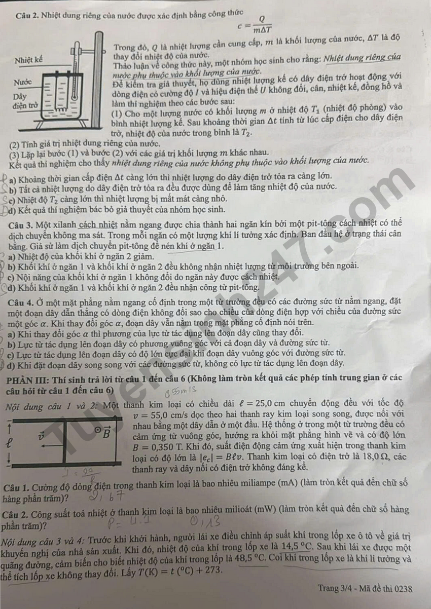 Dap an de thi THPT 2026 mon Ly ma de 0238 day du nhat