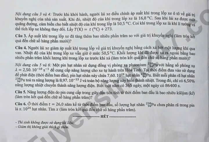 Dap an de thi mon Ly - Ma de 0248 tot nghiep THPT 2026 