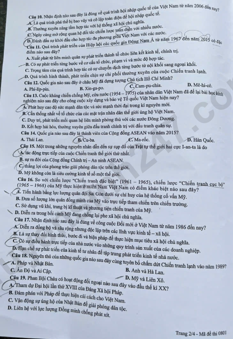 Dap an de thi tot nghiep THPT 2026 mon Su - Ma de 0801