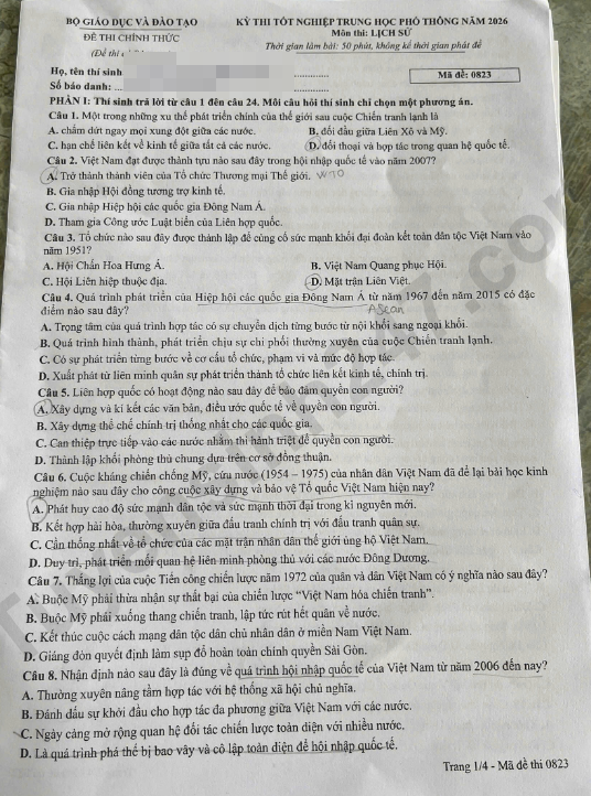 Dap an chi tiet de thi tot nghiep THPT 2026 mon Su - Ma de 0823