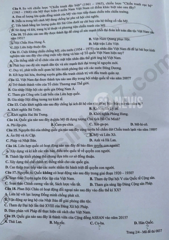 Tron bo dap an de thi tot nghiep THPT 2026 mon Su - Ma de 0837
