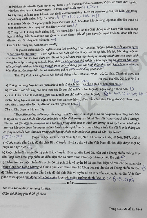 Cap nhat dap an de thi tot nghiep THPT 2026 mon Su - Ma de 0848