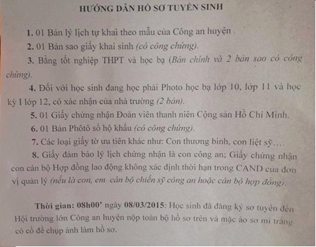Tat  ca thac mac vao truong cong an va Quan doi 2015
