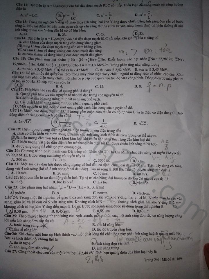 De thi thu THPT Quoc gia mon Ly 2015 So GD TPHCM