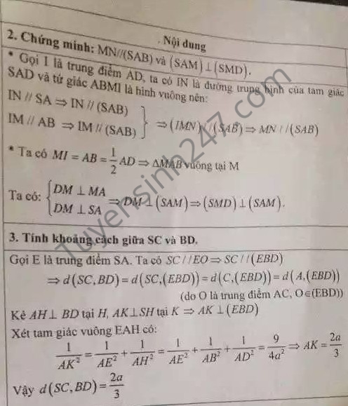 De thi hoc ki 2 lop 11 mon Toan 2015 tinh Thai Binh