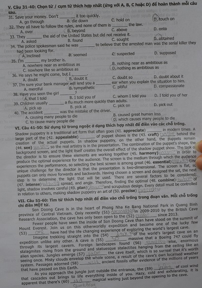 De thi vao lop 10 mon Tieng Anh THPT chuyen Ngoai Ngu 2015