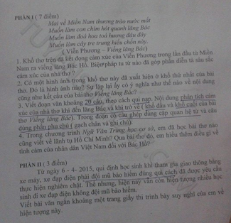 De thi vao lop 10 mon Van - THPT Luong The Vinh - Ha Noi nam 2015