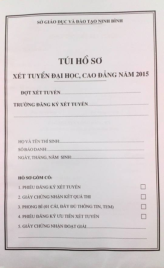 Ho so xet tuyen Dai hoc, Cao dang 2015 mua o dau?