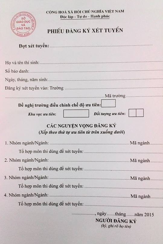 Ho so xet tuyen Dai hoc, Cao dang 2015 mua o dau?
