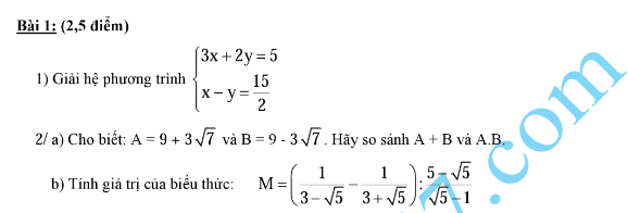 De thi giua ki 1 lop 10 mon Toan nam 2015 - So GD Hue