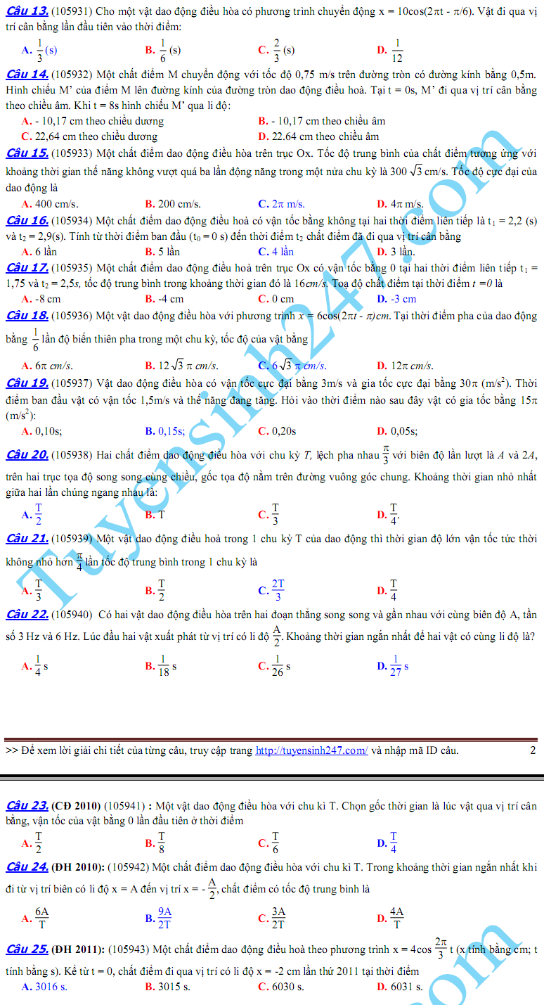 Ung dung vong tron luong giac trong dao dong dieu hoa