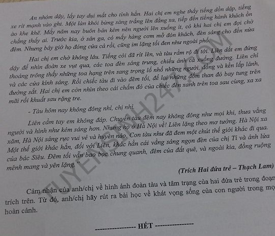 De thi hoc ki 1 lop 11 mon Van THPT Nguyen Binh Khiem 2015
