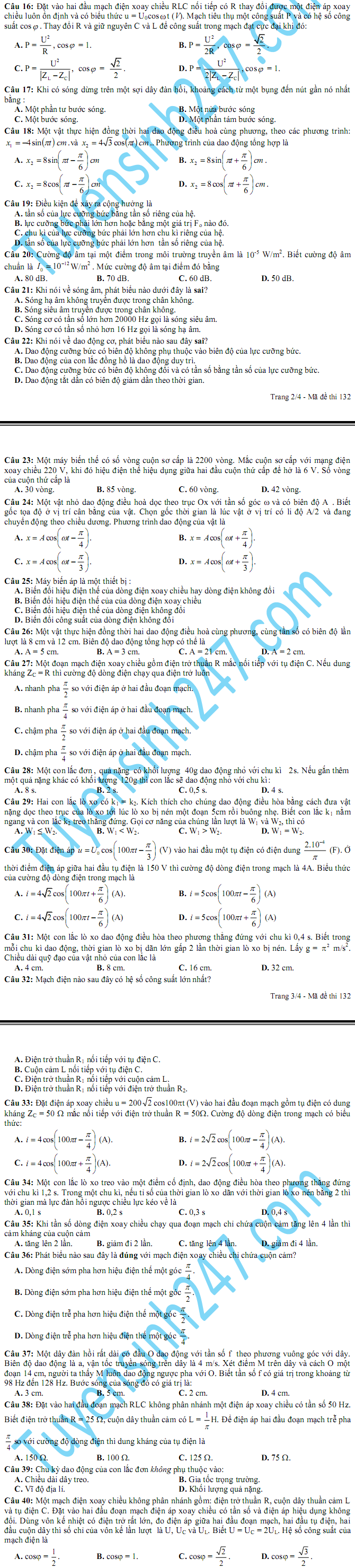 De thi hoc ki 1 lop 12 mon Ly nam 2015 - Dac Nong