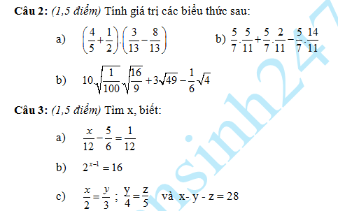 De thi hoc ki 1 lop 7 mon Toan 2015 - Thuc Hanh Su Pham