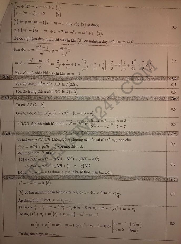 De thi hoc ki 1 lop 10 mon Toan 2015 tinh Bac Ninh (Co dap an)