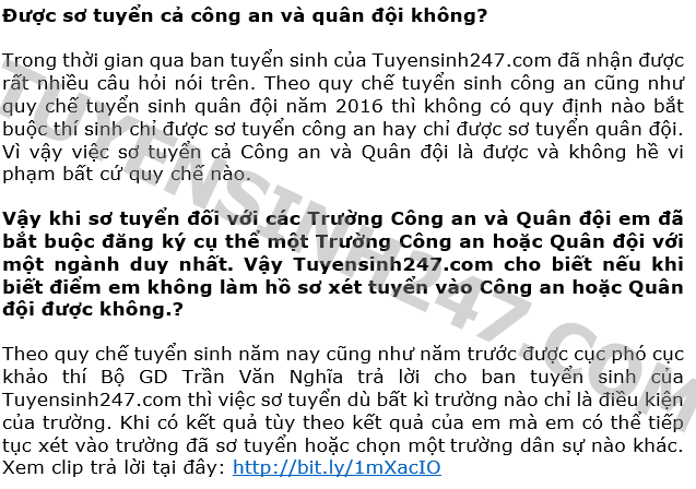 Nam 2016 co duoc so tuyen ca Cong an va Quan doi?