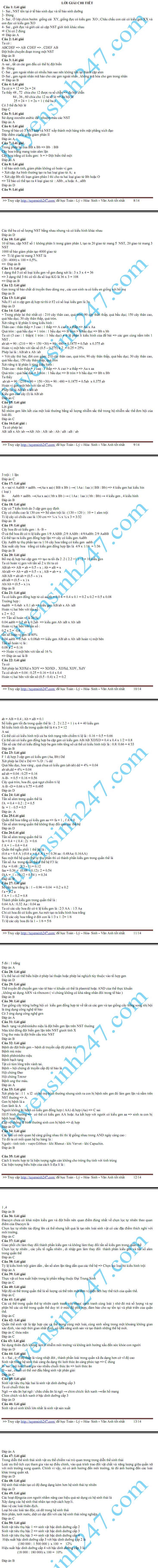 De thi minh hoa mon Sinh 2015 (giai chi tiet)