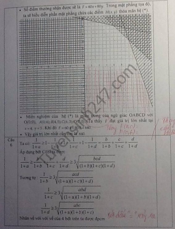 De thi giua hoc ki 2 lop 10 mon Toan 2016 – THPT Thai Phien