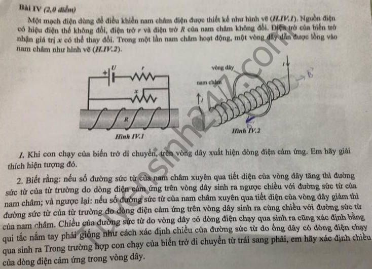 De thi thu vao lop 10 mon Ly - THPT Chuyen Nguyen Hue 2016