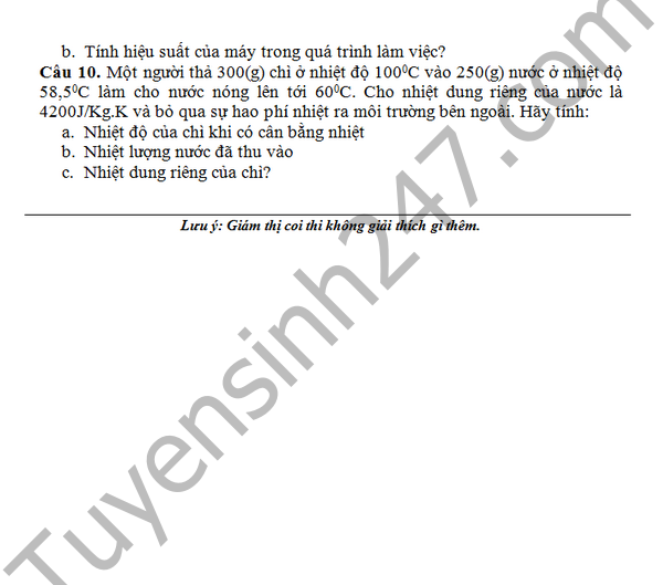 De thi hoc ki 2 lop 8 mon Ly –  THCS Bo Ly 2016