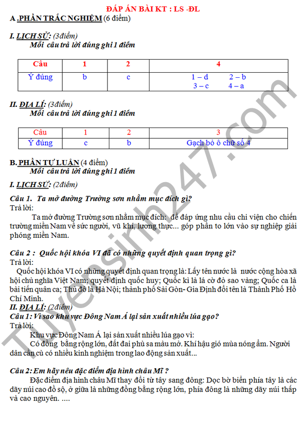 De kiem tra hoc ki 2 lop 5 nam 2016 mon Su, Dia – TH Kim Dong