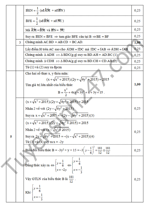 De thi hoc ki 2 lop 9 mon Toan – THCS Dong Van 2016