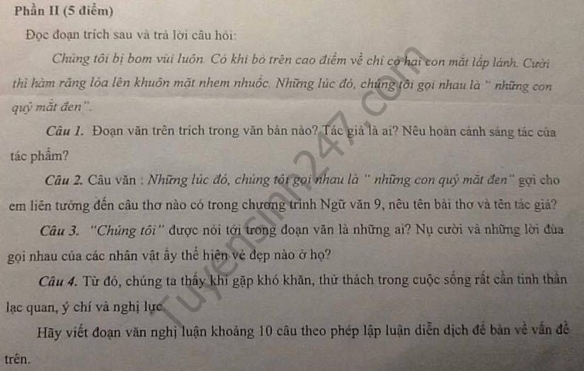 De thi hoc ki 2 lop 9 2016 mon Van – Quan Ba Dinh