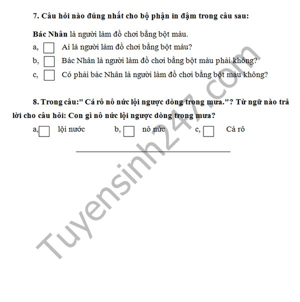 De thi hoc ki 2 lop 2 mon Tieng Viet –  TH so 2 An Duc 2016