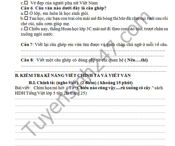 De thi hoc ki 2 lop 5 mon Tieng Viet - TH Ly Tu Trong Hiep Duc 2016