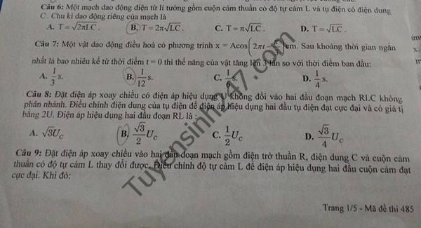 De thi thu THPT Quoc gia 2016 mon Vat Ly - THPT Hoang Quoc Viet lan 4