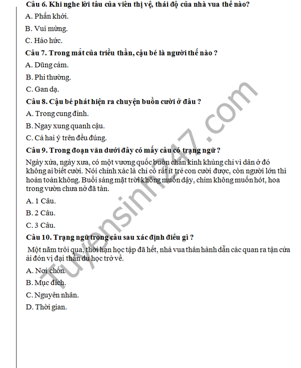 De thi hoc ki 2 lop 4 mon Tieng Viet - TH Tan Phu 2016