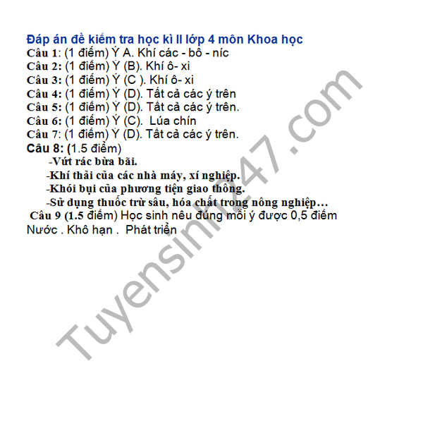 De thi hoc ki 2 lop 4 mon Khoa hoc - TH Tan Phu 2016