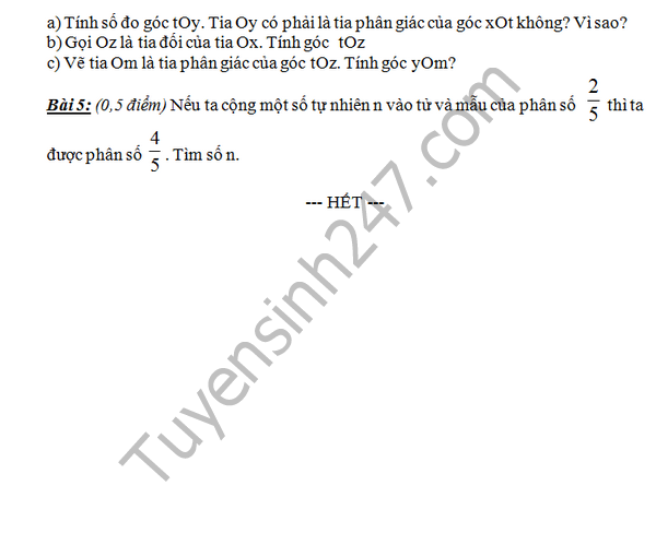 De thi hoc ki 2 lop 6 mon Toan - TH&THCS&THPT Quoc Te 2016