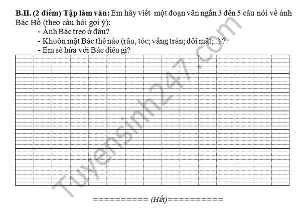 De thi hoc ki 2 lop 2 mon Tieng Viet - TH&THPT Huc Nghi 2016