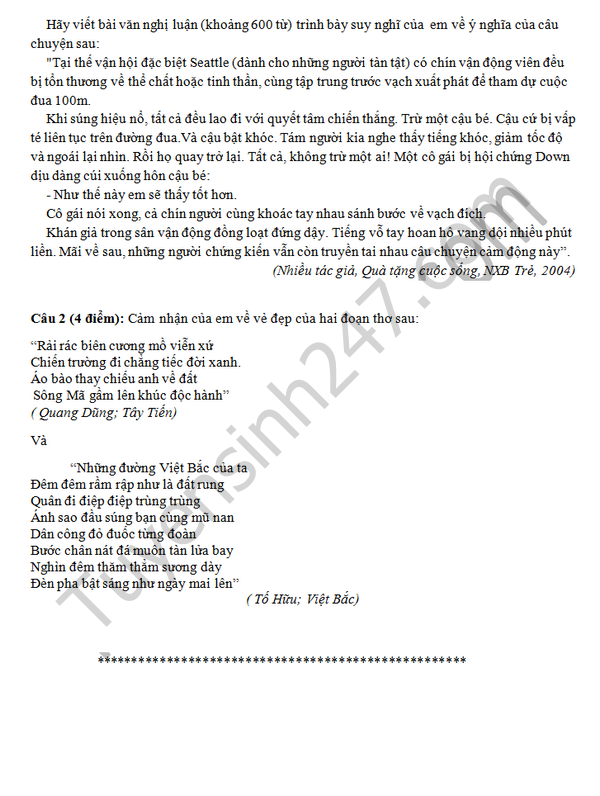 De thi thu THPT QG 2016 mon Van - THCS&THPT Dong Du