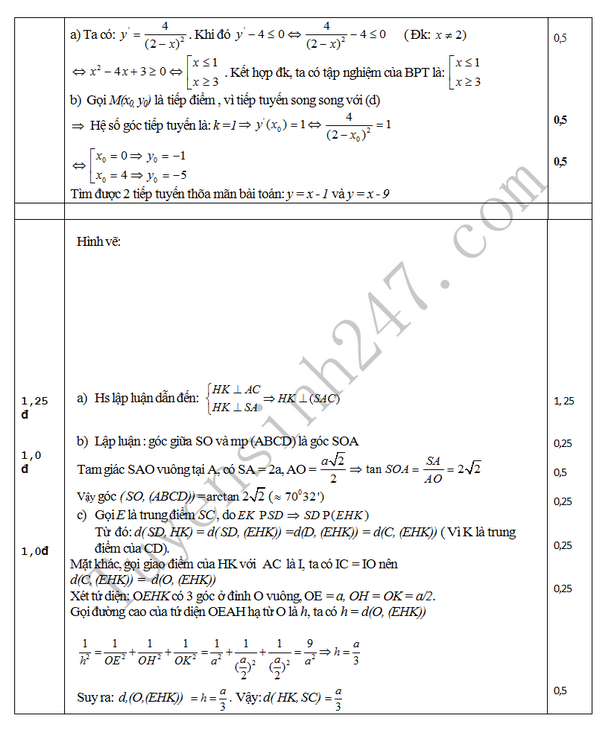 De thi hoc ki 2 lop 11 mon Toan 2016 - THPT Quy Hop 2