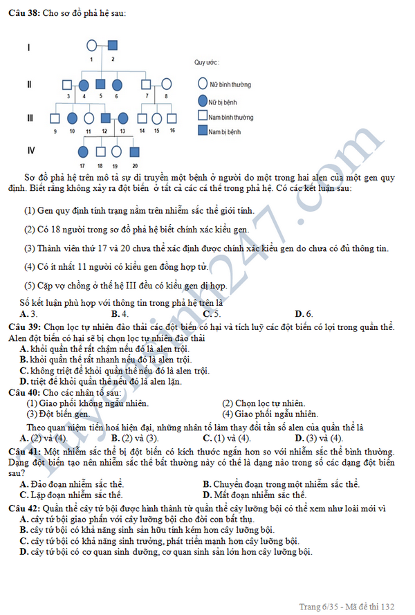 De thi thu THPT QG 2016 mon Sinh - So GD&DT Bac Giang