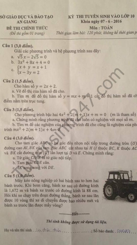 De thi toan vao lop 10 THPT tinh An Giang 2016