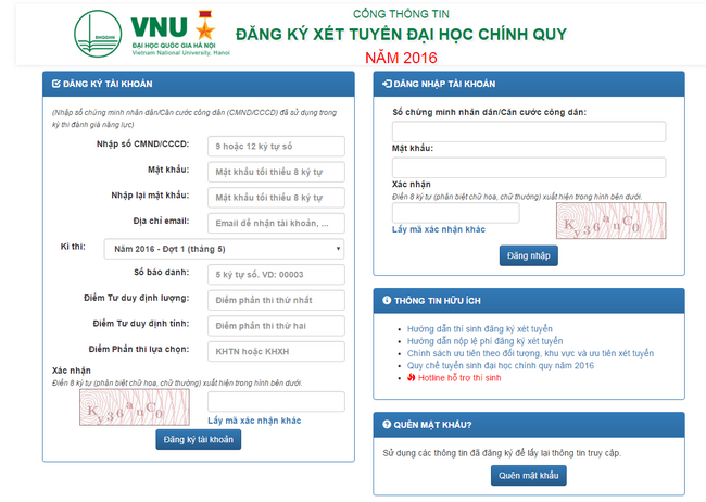 Dai hoc Quoc gia Ha Noi nhan ho so xet tuyen dot 1 nam 2016