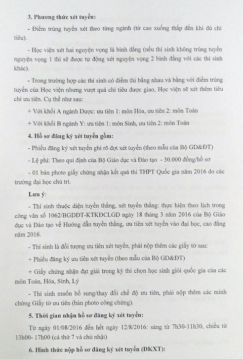 Diem xet tuyen hoc vien Y duoc hoc co truyen Viet Nam 2016