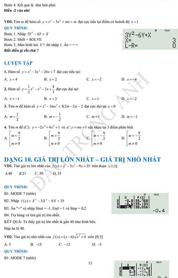 Giai nhanh de thi THPTQG mon Toan trac nghiem bang may tinh casio