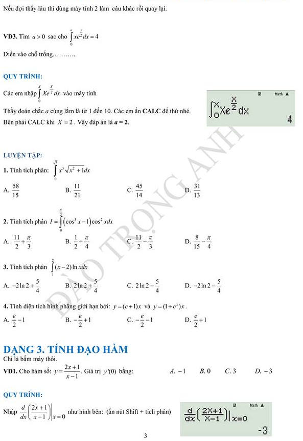 Giai nhanh de thi THPTQG mon Toan trac nghiem bang may tinh casio