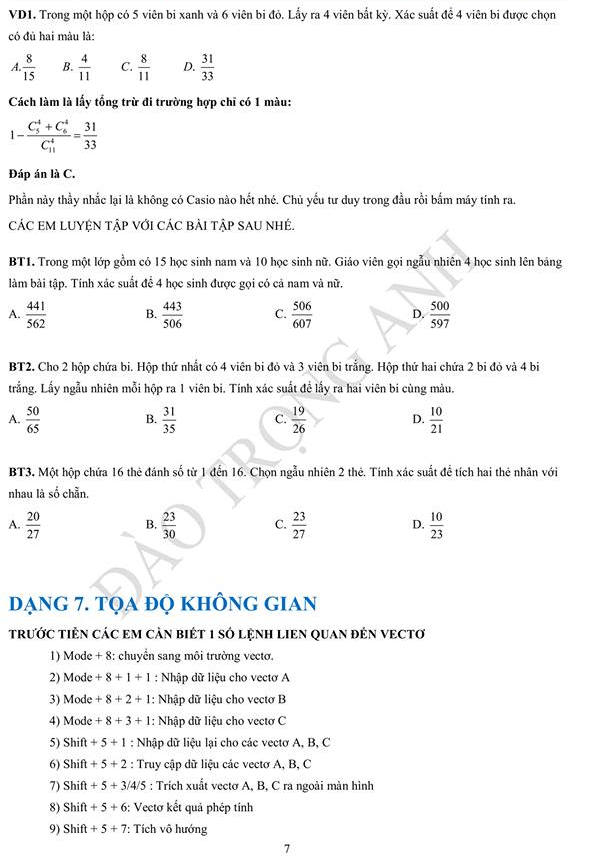 Giai nhanh de thi THPTQG mon Toan trac nghiem bang may tinh casio