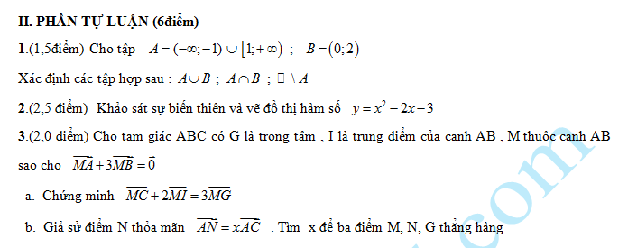 Dè thi giũa học kì 1 lóp 10 mon Toán - THPT Giao Thủy C nam 2016
