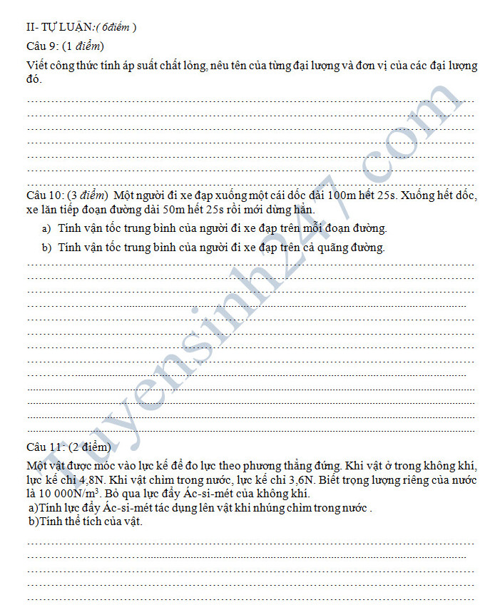 De thi hoc ki 1 mon Vat li 8 - Phong GD&DT Dong Xoai nam 2016-2017